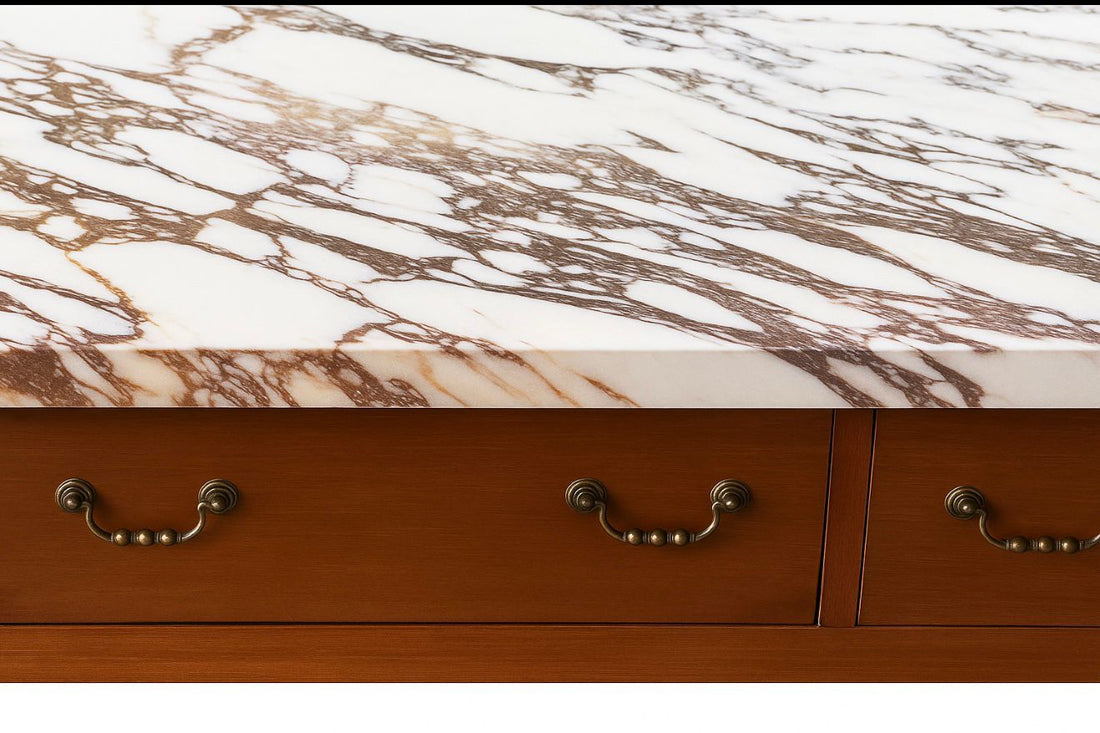 Marble sintered stone topped kitchen island - Viola