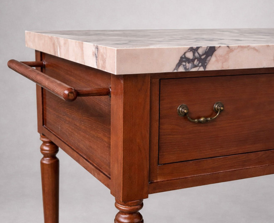 Marble sintered stone topped kitchen island - Arasbecato Rose