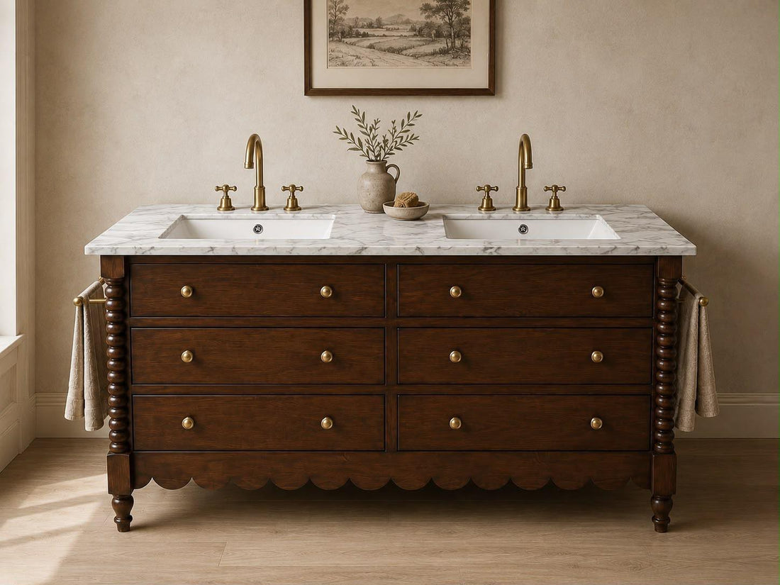 Estelle Vanity Scallop - Carrara Marble